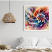 Aquarellfantasy Abstrakt Modernes Fraktal Blume Fotodruck