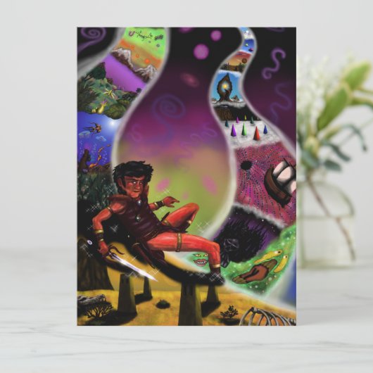 Aquarellfantasy Art Krieger geheime Dimensionen (Stehend Vorderseite)