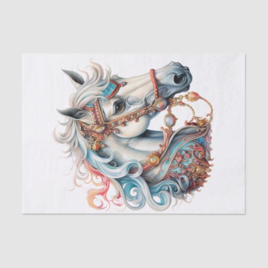 Aquarellfantasy Karussell Pferd Seidenpapier (Vorderseite)