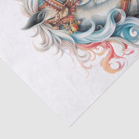 Aquarellfantasy Karussell Pferd Seidenpapier (Ausschnitt)