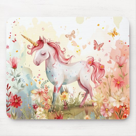 Aquarellfantasy Unicorn Mousepad (Vorne)