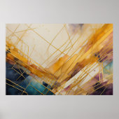 Aquarellfarbe Abstrakt Bio Geometrisch Gold Poster (Vorne)