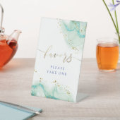 Aquarellfarbe aquamarin bevorzugt Podest-Zeichen Sockelschild (In SItu)