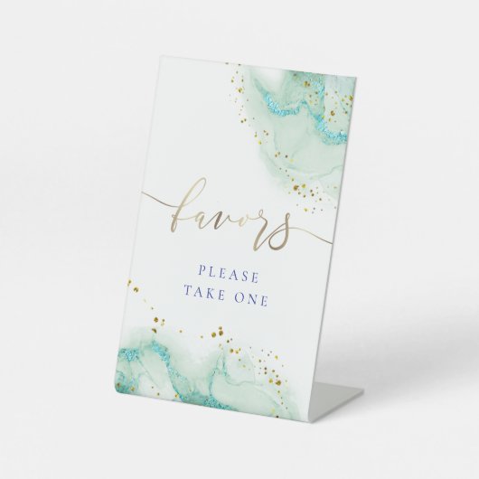 Aquarellfarbe aquamarin bevorzugt Podest-Zeichen Sockelschild (Vorderseite)