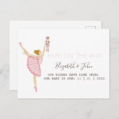 Aquarellfarbe Ballerina Nutcracker Pink Ankündigungspostkarte (Vorne/Hinten)