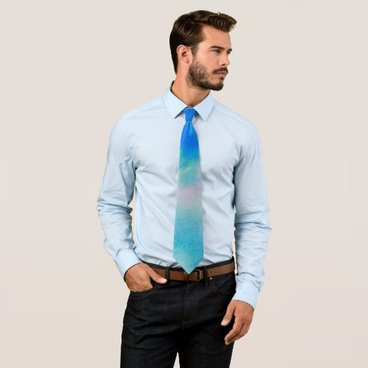 Aquarellfarbe Blau Grün Lässiger Stil Krawatte (Beispiel)
