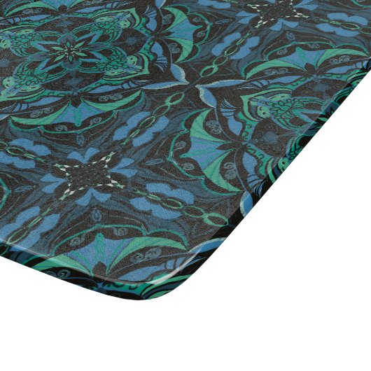 Aquarellfarbe Blau Grüne Azulejo Spanischer Tor Schneidebrett (Ecke)