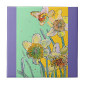 Aquarellfarbe Blume Blumenkohl Keramik Tile Fliese (Vorderseite)