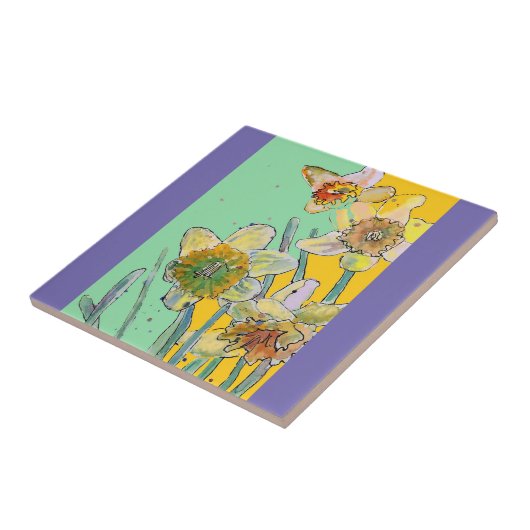 Aquarellfarbe Blume Blumenkohl Keramik Tile Fliese (Seite)