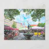 Aquarellfarbe des Münchner Viktualienmarkts. Postkarte (Vorderseite)