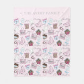 Aquarellfarbe Dusty Pink Weihnachten Fleecedecke (Vorderseite)