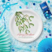 Aquarellfarbe Frohe Weihnachten Berry Branches Pappteller (Party)