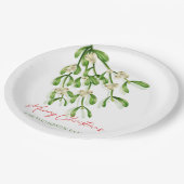 Aquarellfarbe Frohe Weihnachten Berry Branches Pappteller (Schrägansicht)