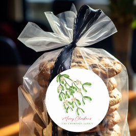 Aquarellfarbe Frohe Weihnachten Berry Branches Runder Aufkleber