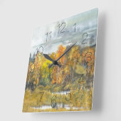 Aquarellfarbe für Herbst Quadratische Wanduhr (Winkel)