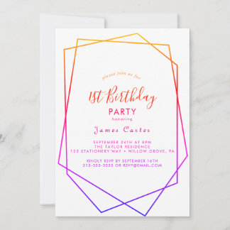 Aquarellfarbe Geometrische Party Einladung 1. Gebu