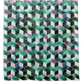 Aquarellfarbe Isometrisch mit Gold und Marmorgalax Duschvorhang (Vorderseite)