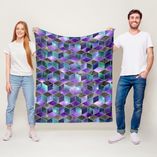 Aquarellfarbe Isometrisch mit Gold und Marmorgalax Fleecedecke (Beispiel)