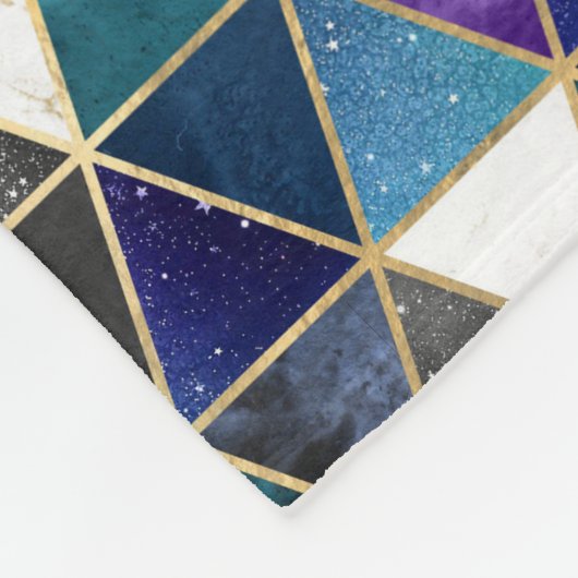 Aquarellfarbe Isometrisch mit Gold und Marmorgalax Fleecedecke (Ecke)