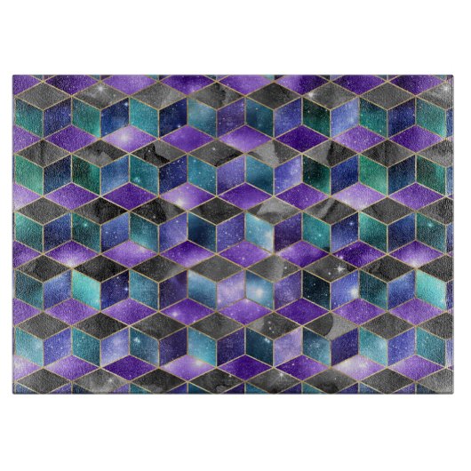 Aquarellfarbe Isometrisch mit Gold und Marmorgalax Schneidebrett (Vorderseite)