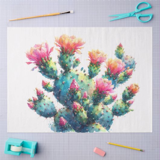 Aquarellfarbe Kaktusblende Farbe Decoupage Seidenpapier (Basteln)