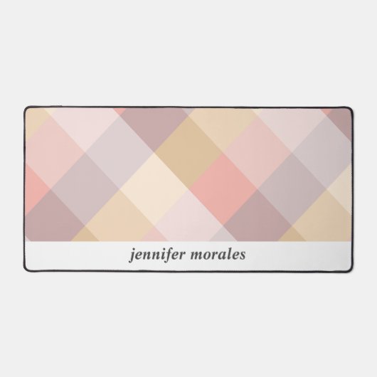 Aquarellfarbe Kariert Mauve Grau Pink Creme MONOGR Schreibtischunterlage (Vorderseite)