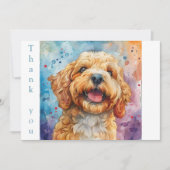Aquarellfarbe Lächeln Goldendoodle Dankeskarte (Vorderseite)