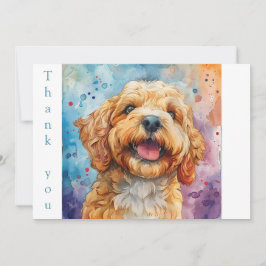 Aquarellfarbe Lächeln Goldendoodle Dankeskarte