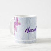 Aquarellfarbe Lila Iris Botanisches Organza Gewebe Kaffeetasse (Vorderseite Links)