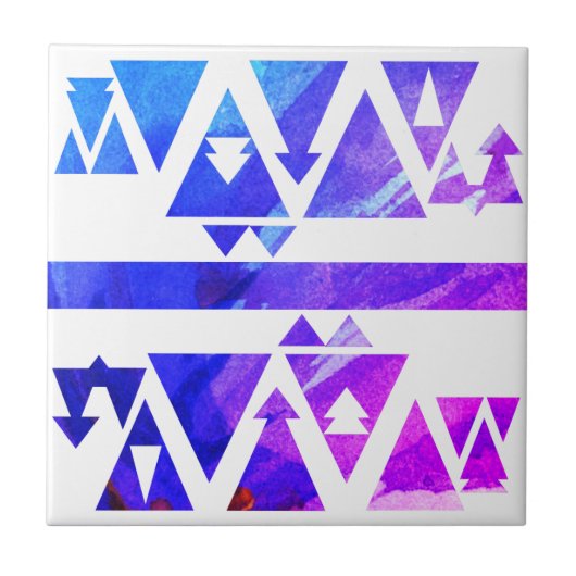 Aquarellfarbe Lila und Blauer Stift Fliese (Vorderseite)