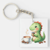 Aquarellfarbe Niedlich Dinosaurier T Rex Trinken A Schlüsselanhänger (Vorderseite)