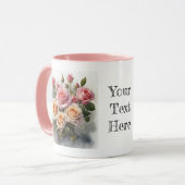 Aquarellfarbe Niedlich Rosa Blume Blumenrosen Tass Tasse (Vorderseite Links)