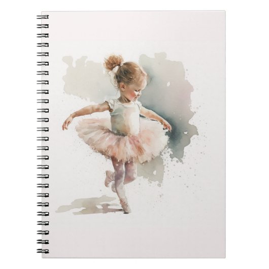 Aquarellfarbe, niedliche Ballerina in einem rosa K Notizblock (Vorderseite)