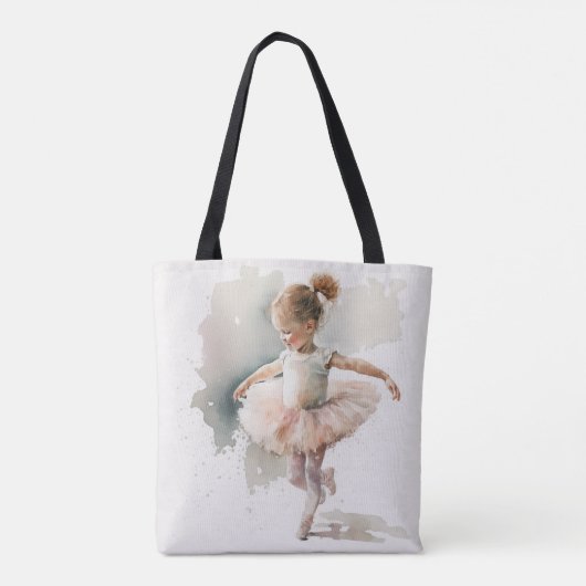 Aquarellfarbe, niedliche Ballerina in einem rosa K Tasche (Rückseite)