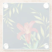 Aquarellfarbe Orange Lily Illustration Dunkelblau Glasuntersetzer (Rückseite)