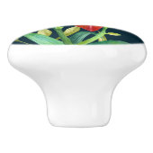 Aquarellfarbe Orange Lily Illustration Dunkelblau Keramikknauf (Seitenansicht)