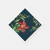 Aquarellfarbe Orange Lily Illustration Dunkeltürki Serviette (Ecke)