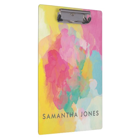 Aquarellfarbe Paint Pink Yellow Blue Pastellfarben Klemmbrett (Rechts)