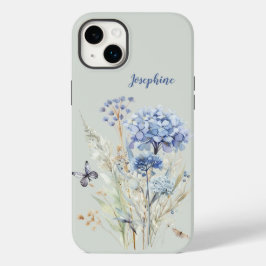 Aquarellfarbe Personalisiert blaue Blüte Case-Mate iPhone 14 Plus Hülle