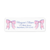 Aquarellfarbe Pink Polka Dot Bow Rücksendeadresse (Vorne)
