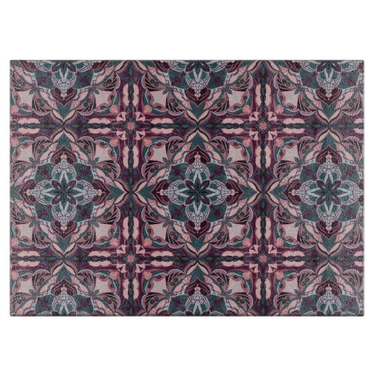 Aquarellfarbe Rosa Azulejo Spanischer Film Schneidebrett (Vorderseite)