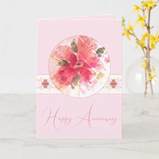 Aquarellfarbe Rosa Bläschen Karte (Gelbe Blume)