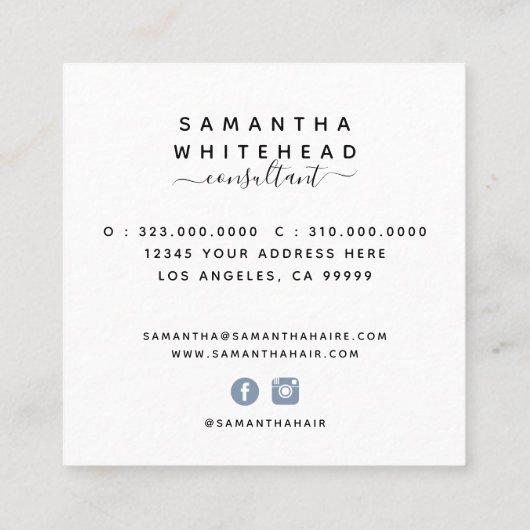 Aquarellfarbe Rosa Bläschen Quadratische Visitenkarte (Rückseite)