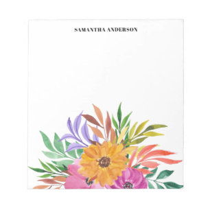 Aquarellfarbe Rosa Blätenname Notizblock