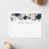 Aquarellfarbe Rosa Blau Blüten Personalisiert Gold Mitteilungskarte (Vorderseite/Rückseite Beispiel)