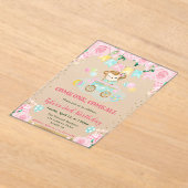 Aquarellfarbe Rosa Blume Affe Kindergeburtstag Acryleinladungen (Ablage )