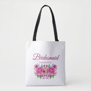 Aquarellfarbe Rosa Blume Bouquet-Bridesmaid Gesche Tasche
