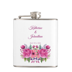 Aquarellfarbe Rosa Blume Bouquet- Flachmann