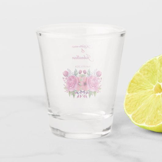 Aquarellfarbe Rosa Blume Bouquet-Money/shot Dance- Schnapsglas (Rückseite)