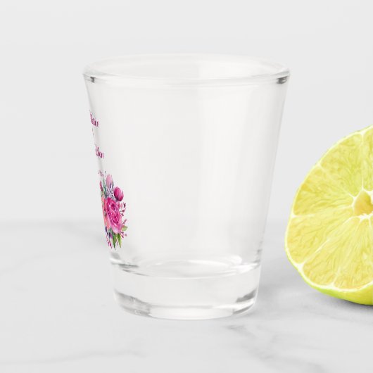 Aquarellfarbe Rosa Blume Bouquet-Money/shot Dance- Schnapsglas (Rechts)